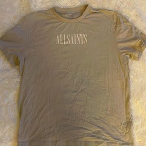 AllSAINTS cut beige shirt, SZ M boxy style, cute with a knot and jeans, comfy